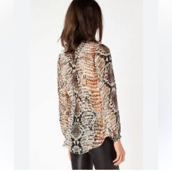 Hale Bob Shrivana Chiffon Animal Print Top 100% Silk - size M - Picture 2 of 11